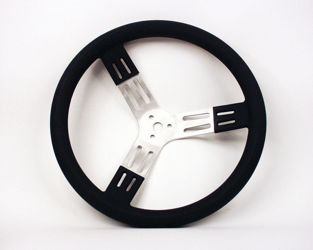 15in Steering Wheel Blk Alum Smooth Grip