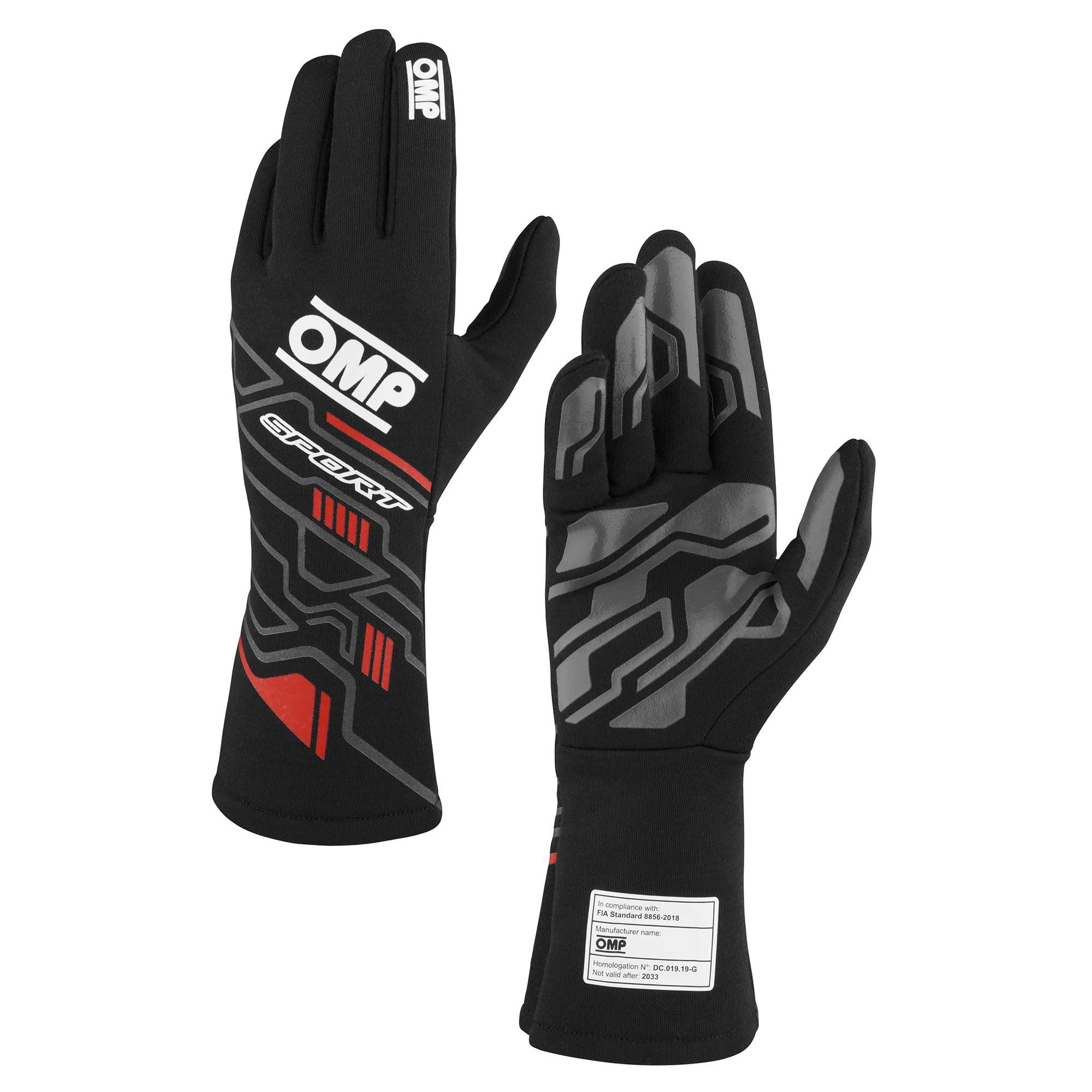 SPORT GLOVES FIA 8856-20 18 BLACK / RED SZ. XS